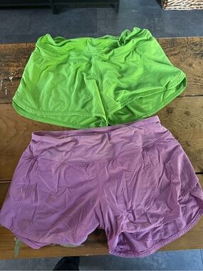 lululemon athletica Lime Green and Lavender Athletic Shorts Duo